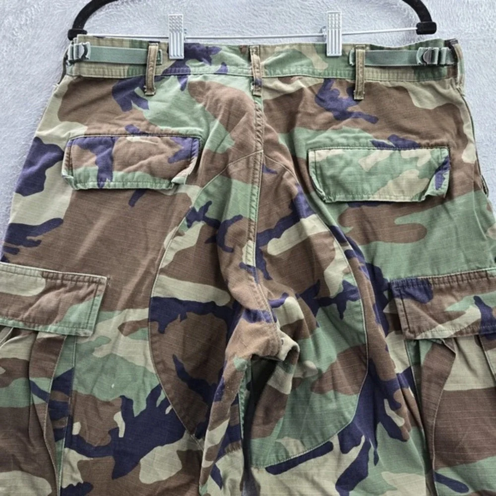 US Army Men Pants M SHORT Green Camouflage Cotton‎ Nylon Cargo Ripstop Straight